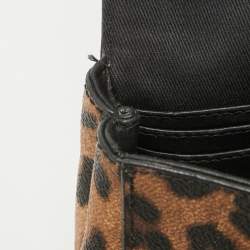Pre Owned Dolce & Gabbana Black/Brown Leopard Print Coated Canvas and Leather Mini Miss Sicily Bag