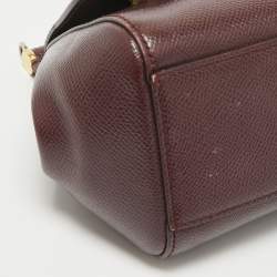 Pre Owned Dolce & Gabbana Burgundy Leather Mini Miss Sicily Top Handle Bag