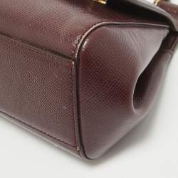 Pre Owned Dolce & Gabbana Burgundy Leather Mini Miss Sicily Top Handle Bag