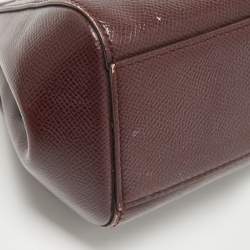Pre Owned Dolce & Gabbana Burgundy Leather Mini Miss Sicily Top Handle Bag