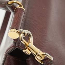 Pre Owned Dolce & Gabbana Burgundy Leather Mini Miss Sicily Top Handle Bag
