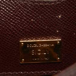 Pre Owned Dolce & Gabbana Burgundy Leather Mini Miss Sicily Top Handle Bag