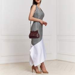 Pre Owned Dolce & Gabbana Burgundy Leather Mini Miss Sicily Top Handle Bag