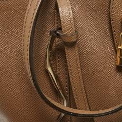 Pre Owned Dolce & Gabbana Dark Beige Leather Miss Escape Zip Tote