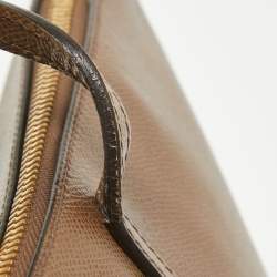 Pre Owned Dolce & Gabbana Dark Beige Leather Miss Escape Zip Tote
