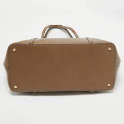 Pre Owned Dolce & Gabbana Dark Beige Leather Miss Escape Zip Tote