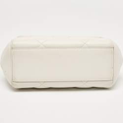 Pre Owned Dolce & Gabbana White Quilted Leather Small Miss Sicily Top Handle Bag