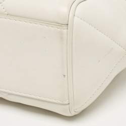 Pre Owned Dolce & Gabbana White Quilted Leather Small Miss Sicily Top Handle Bag