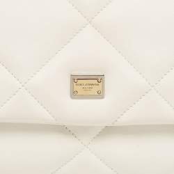 Pre Owned Dolce & Gabbana White Quilted Leather Small Miss Sicily Top Handle Bag