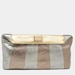 Pre Owned Dolce & Gabbana Metallic Multicolor Leather Miss Beams Clutch