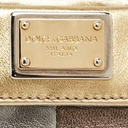 Pre Owned Dolce & Gabbana Metallic Multicolor Leather Miss Beams Clutch