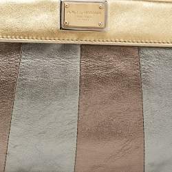Pre Owned Dolce & Gabbana Metallic Multicolor Leather Miss Beams Clutch