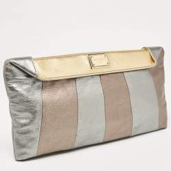 Pre Owned Dolce & Gabbana Metallic Multicolor Leather Miss Beams Clutch