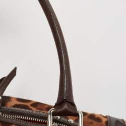 Pre Owned Dolce & Gabbana Brown Leopard Print Calf Hair Miss Easy Way Satchel