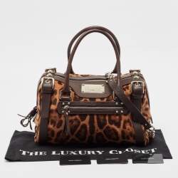 Pre Owned Dolce & Gabbana Brown Leopard Print Calf Hair Miss Easy Way Satchel
