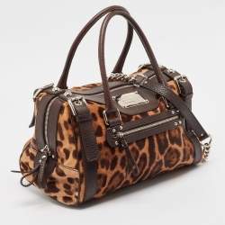 Pre Owned Dolce & Gabbana Brown Leopard Print Calf Hair Miss Easy Way Satchel