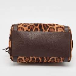 Pre Owned Dolce & Gabbana Brown Leopard Print Calf Hair Miss Easy Way Satchel