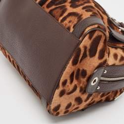 Pre Owned Dolce & Gabbana Brown Leopard Print Calf Hair Miss Easy Way Satchel