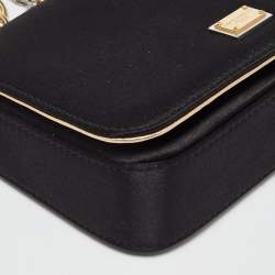 Pre Owned Dolce & Gabbana Black Satin Flap Chain Shoulder Bag