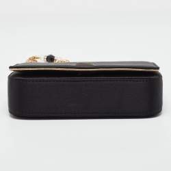 Pre Owned Dolce & Gabbana Black Satin Flap Chain Shoulder Bag