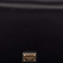Pre Owned Dolce & Gabbana Black Satin Flap Chain Shoulder Bag