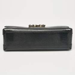Pre Owned Dolce & Gabbana Black Lizard Embossed Leather DG Millennials Shoulder Bag