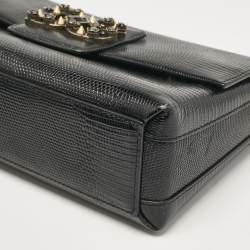 Pre Owned Dolce & Gabbana Black Lizard Embossed Leather DG Millennials Shoulder Bag
