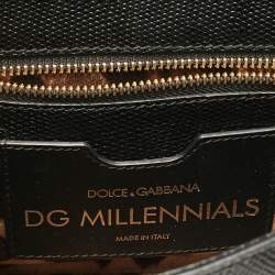 Pre Owned Dolce & Gabbana Black Lizard Embossed Leather DG Millennials Shoulder Bag