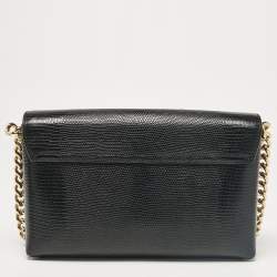 Pre Owned Dolce & Gabbana Black Lizard Embossed Leather DG Millennials Shoulder Bag