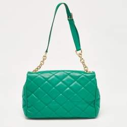 Pre Owned Dolce & Gabbana Green Quilted Leather Miss Kate Shoulder Bag