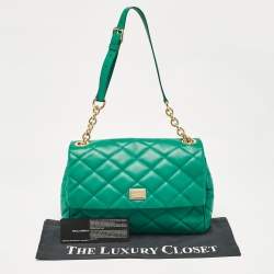 Pre Owned Dolce & Gabbana Green Quilted Leather Miss Kate Shoulder Bag
