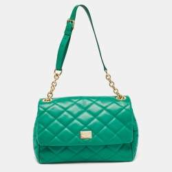 Pre Owned Dolce & Gabbana Green Quilted Leather Miss Kate Shoulder Bag