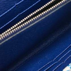 Pre Owned Dolce & Gabbana Blue/White Majolica Print Leather Miss Sicily Wallet On Chain