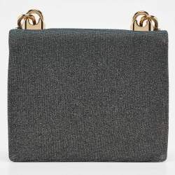 Pre Owned Dolce & Gabbana Blue/Gold Lurex Fabric DG Girls Flap Shoulder Bag