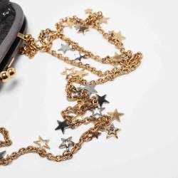 Pre Owned Dolce & Gabbana Black/Grey Leather and Sequins Crystals Embellished Frame Chain Clutch