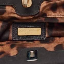 Pre Owned Dolce & Gabbana Black Lace and Satin Turnlock Frame Chain Clutch