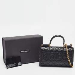 Pre Owned Dolce & Gabbana Black Leather Miss Sicily Von Wallet On Chain