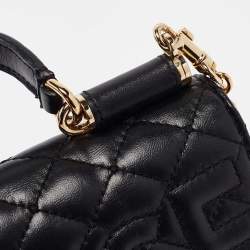 Pre Owned Dolce & Gabbana Black Leather Miss Sicily Von Wallet On Chain