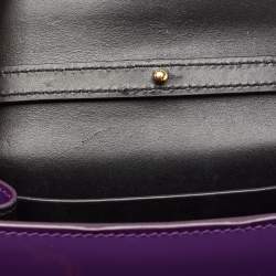 Pre Owned Dolce & Gabbana Purple Patent Leather Small Devotion Top Handle Bag