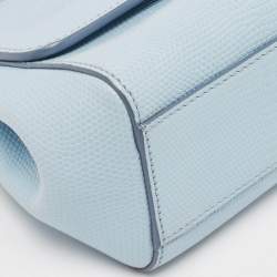 مملوكة مسبقًا Dolce & Gabbana Light Blue Lizard Embossed Leather Small Miss Sicily Top Handle Bag