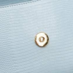 مملوكة مسبقًا Dolce & Gabbana Light Blue Lizard Embossed Leather Small Miss Sicily Top Handle Bag