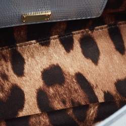 مملوكة مسبقًا Dolce & Gabbana Light Blue Lizard Embossed Leather Small Miss Sicily Top Handle Bag