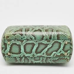 Pre Owned Dolce & Gabbana Green Python Miss Sicily Shopper Tote