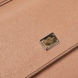 Pre Owned Dolce & Gabbana Beige Leather Small Miss Sicily Top Handle Bag