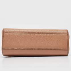 Pre Owned Dolce & Gabbana Beige Leather Small Miss Sicily Top Handle Bag