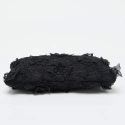 Pre Owned Dolce & Gabbana Black Lace and Leather Shoulder Bag