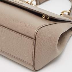 Pre Owned Dolce & Gabbana Beige Leather Small Miss Sicily Top Handle Bag
