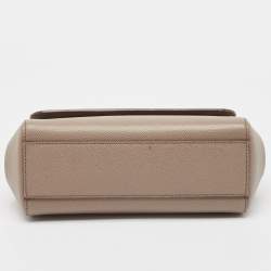 Pre Owned Dolce & Gabbana Beige Leather Small Miss Sicily Top Handle Bag