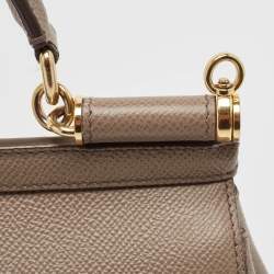 Pre Owned Dolce & Gabbana Beige Leather Small Miss Sicily Top Handle Bag