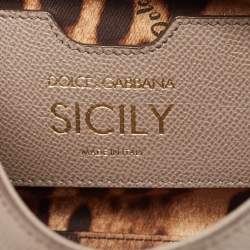 Pre Owned Dolce & Gabbana Beige Leather Small Miss Sicily Top Handle Bag